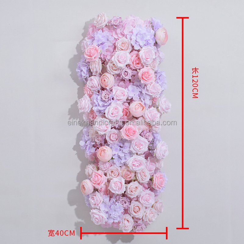 Wedding Backdrop Decor Purple Arch Stand Flower Strip Pink White Artificial Silk Rose Flower Row Table Garland Flower Runner
