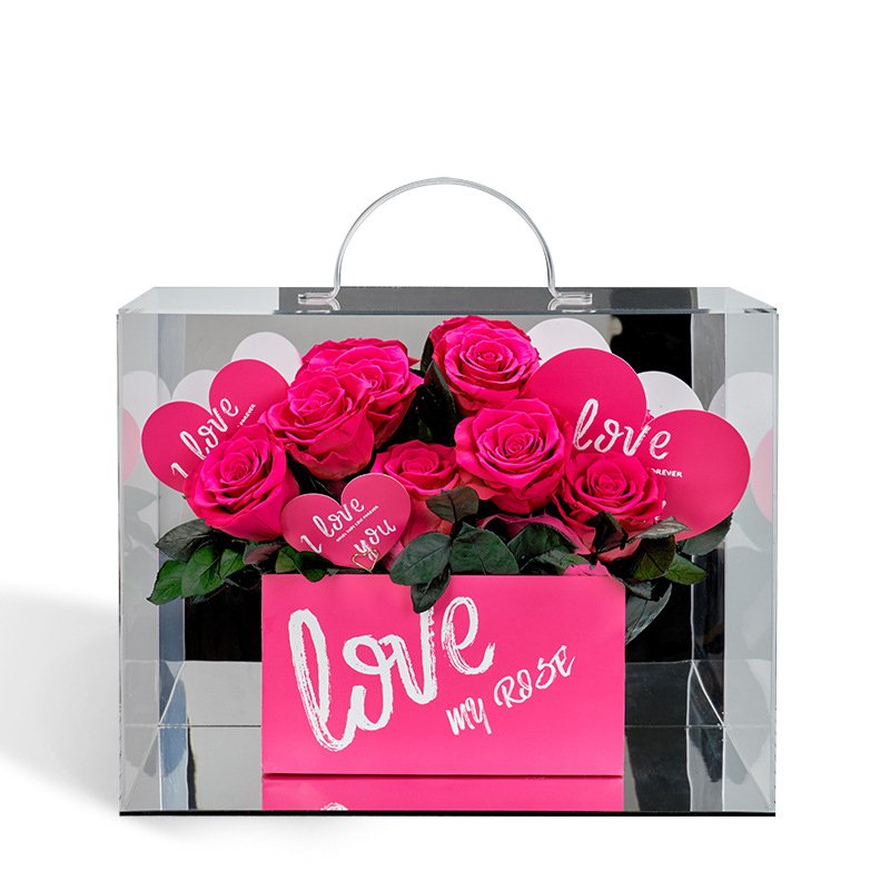 Wholesale Mother's Day Gift 2024 Valentines' day Natural Eternal Rose Preserved Flowers Roses in Acrylic Box