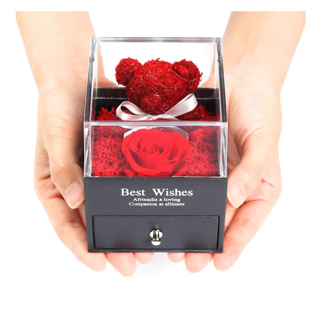 Wholesale eternal preserved rose teddy rose bear Jewelry box for wedding party Valentines Day Mothers day gifts Birthday gift