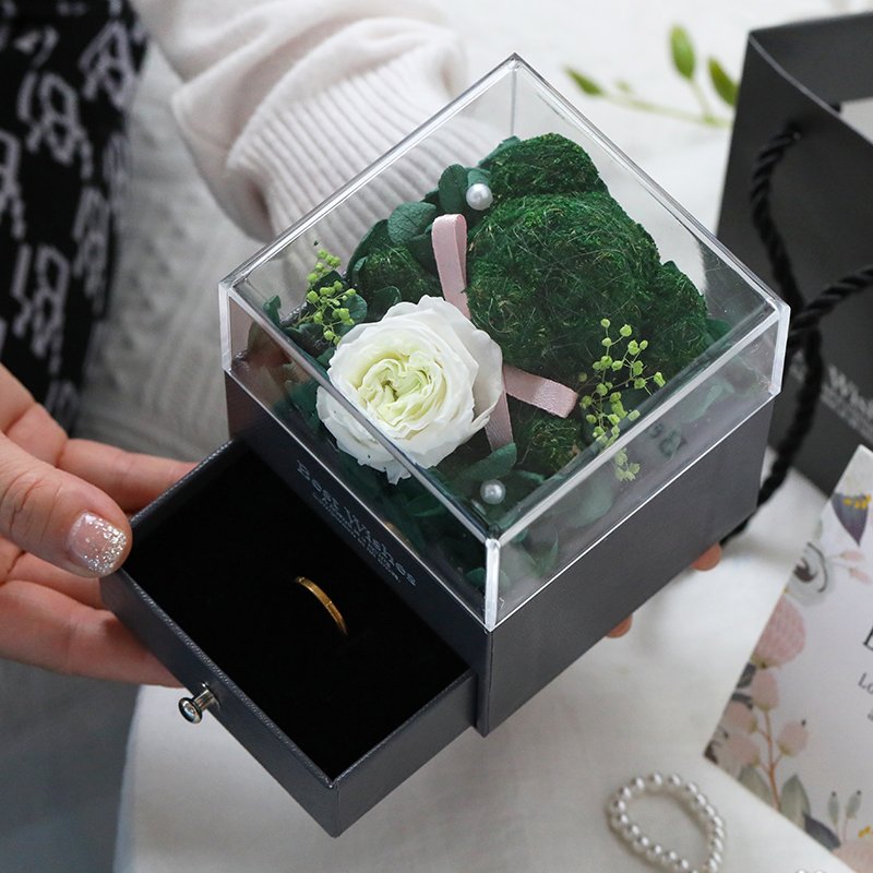 Wholesale eternal preserved rose teddy rose bear Jewelry box for wedding party Valentines Day Mothers day gifts Birthday gift