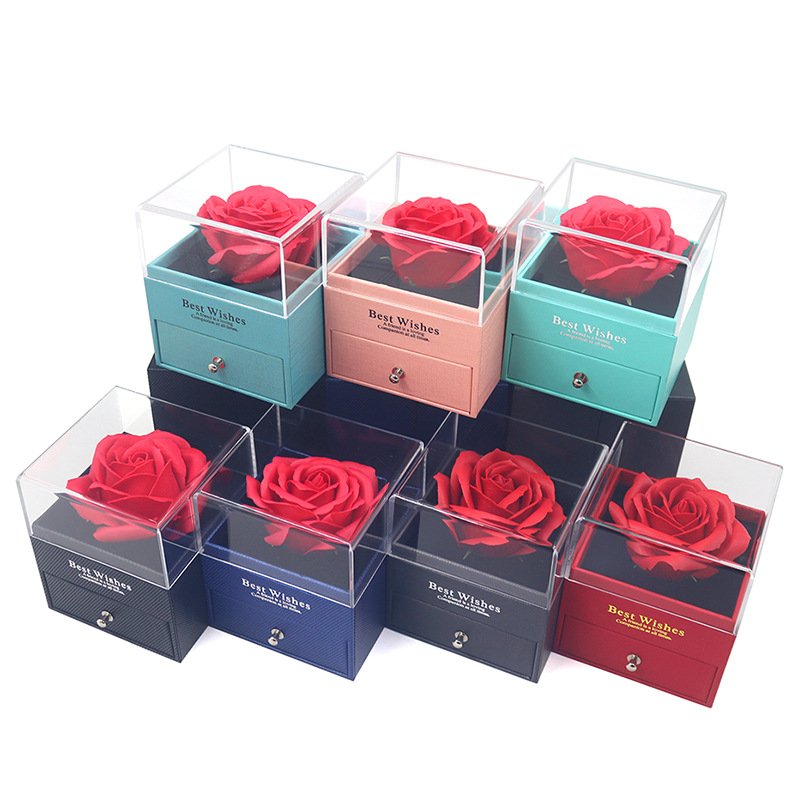 Eternal Rose Jewelry Gift Box Preserved Rose Flower Valentines Day Gift Box Necklace Pendant Ring Box