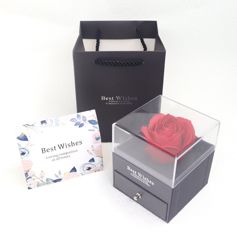 Eternal Rose Jewelry Gift Box Preserved Rose Flower Valentines Day Gift Box Necklace Pendant Ring Box