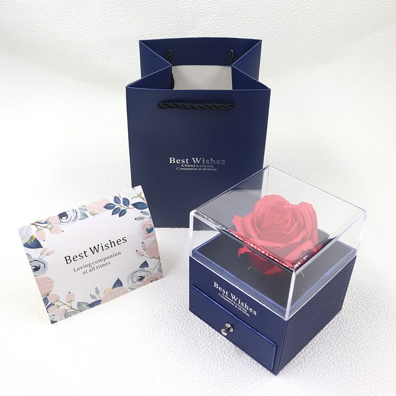 Eternal Rose Jewelry Gift Box Preserved Rose Flower Valentines Day Gift Box Necklace Pendant Ring Box