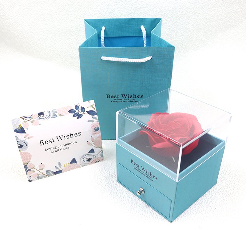 Eternal Rose Jewelry Gift Box Preserved Rose Flower Valentines Day Gift Box Necklace Pendant Ring Box