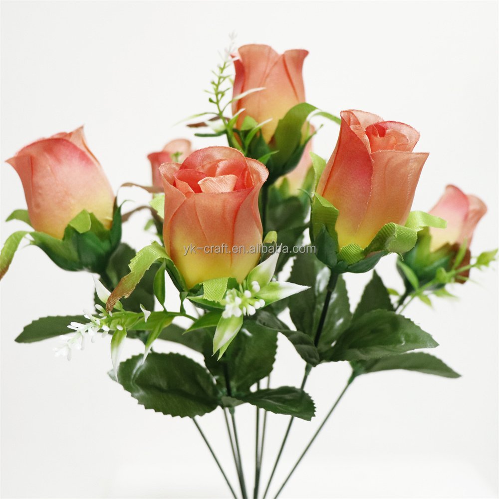 Preserved Budding Roses Artificial Flowers Valentines Day Gift Artificial Flower Rose 7 Heads Flowers Artificial Silk Rose
