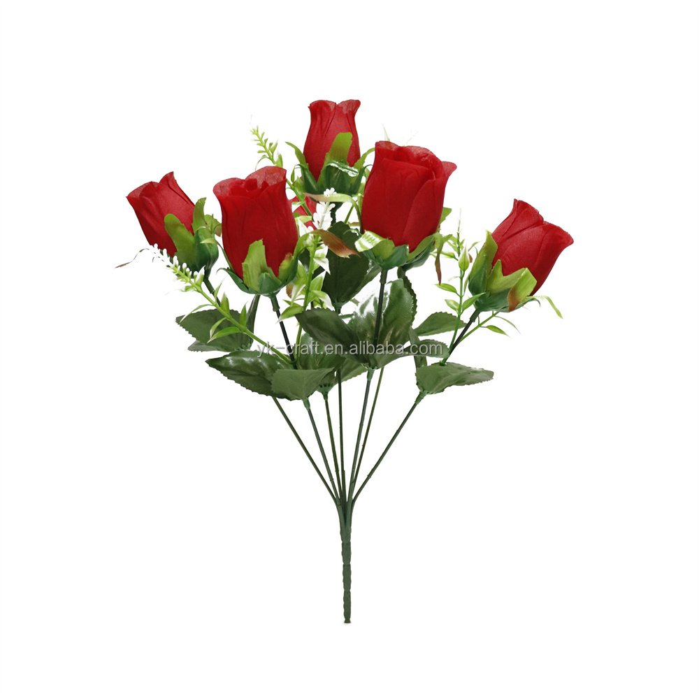 Preserved Budding Roses Artificial Flowers Valentines Day Gift Artificial Flower Rose 7 Heads Flowers Artificial Silk Rose