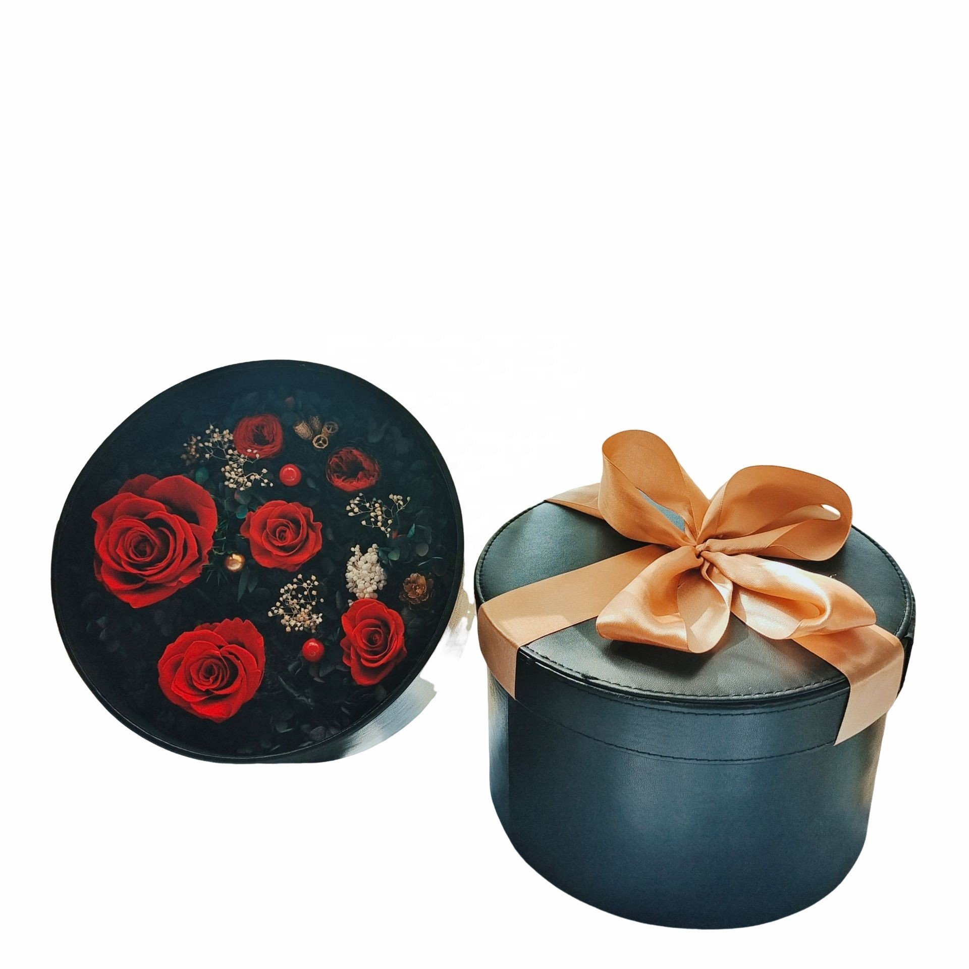 Hot Sale Artificial Flowers Infinite Rose Preservation Rose Gift Box Eternal Rose round Flowerbox For Wedding Mother's Day