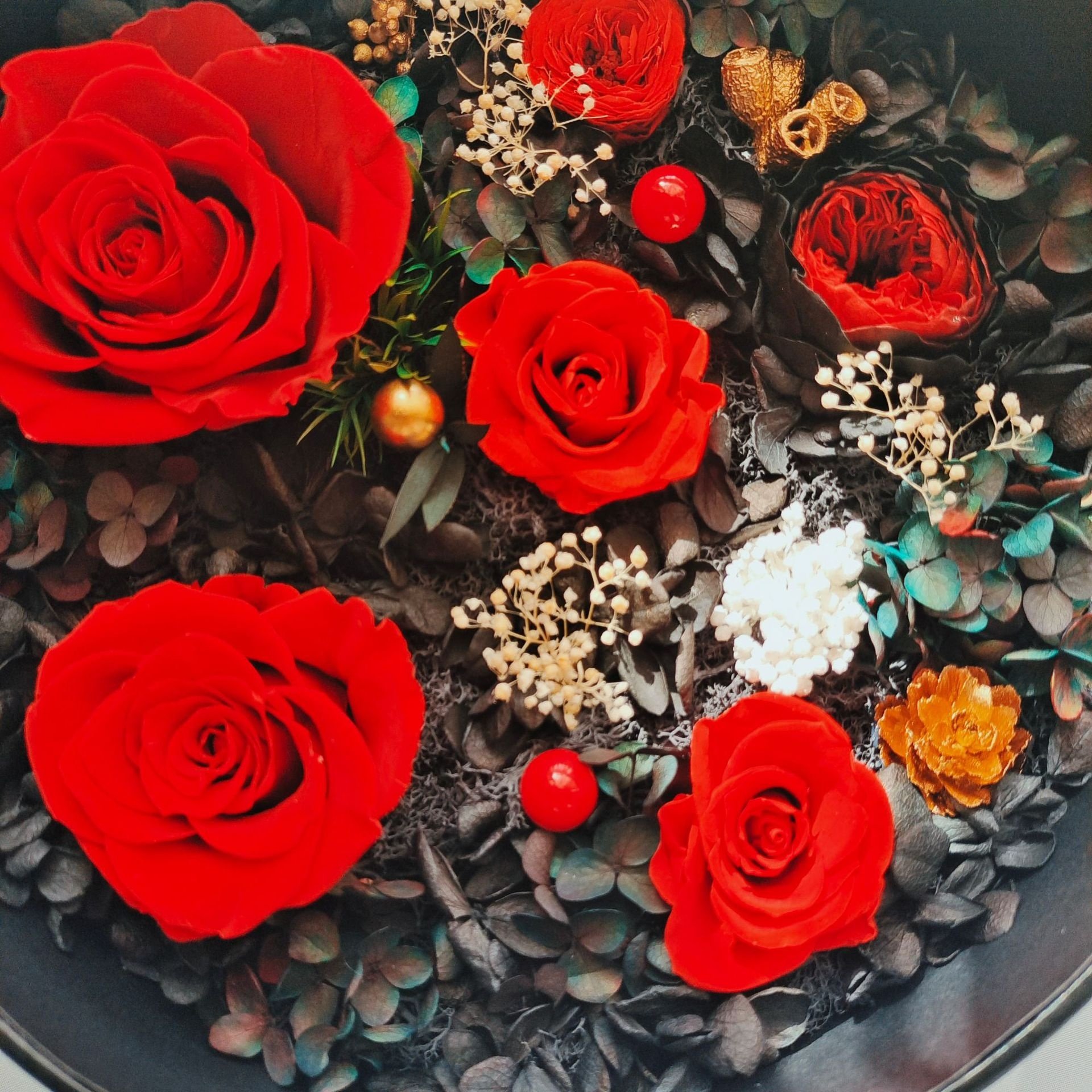 Hot Sale Artificial Flowers Infinite Rose Preservation Rose Gift Box Eternal Rose round Flowerbox For Wedding Mother's Day