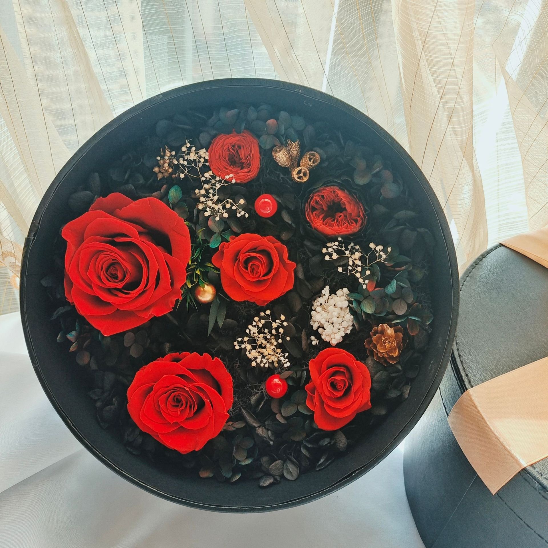 Hot Sale Artificial Flowers Infinite Rose Preservation Rose Gift Box Eternal Rose round Flowerbox For Wedding Mother's Day