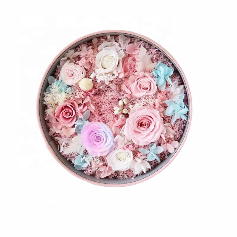 Hot Sale Artificial Flowers Infinite Rose Preservation Rose Gift Box Eternal Rose round Flowerbox For Wedding Mother's Day