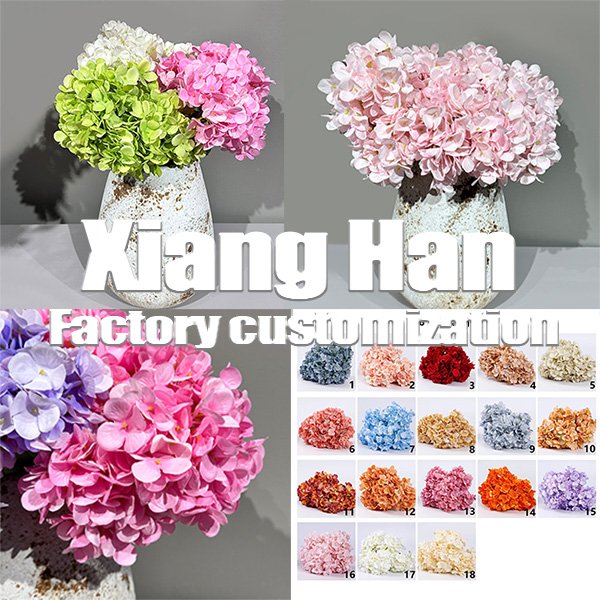 flores Artificial bouquet artificial silk fake hydrangea flowers silk hydrangea bouquet for wedding home decoration