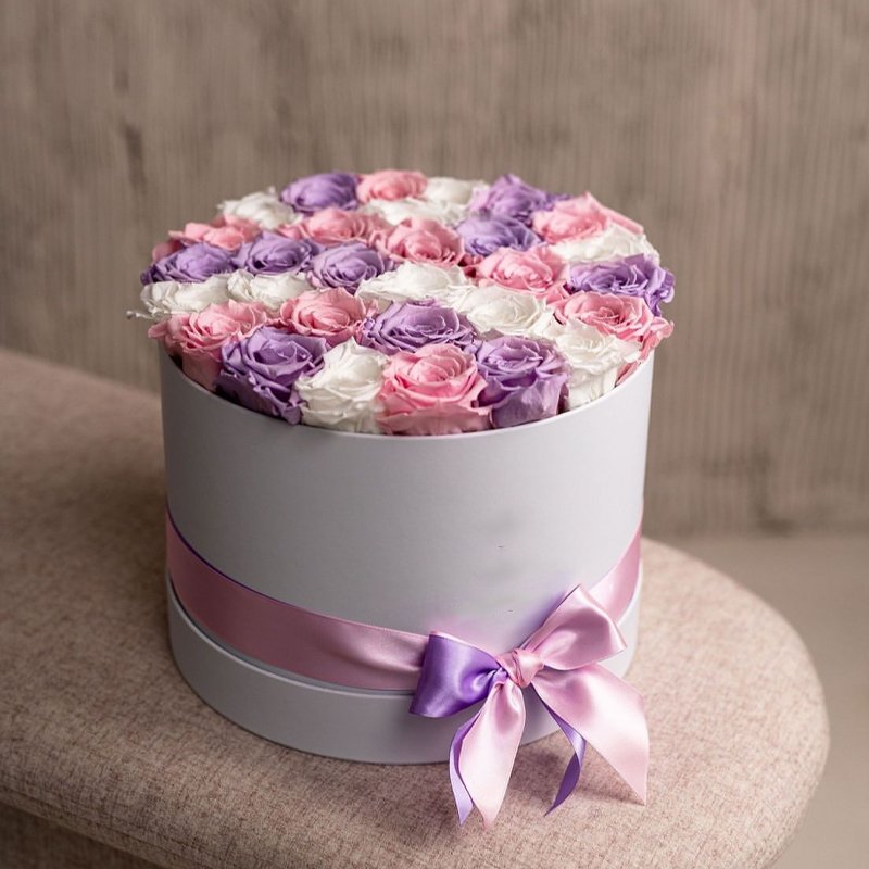 Wholesale Preserved flowers bouquet rosas round flower box everlasting forever eternal rose in luxury gift box preserved roses