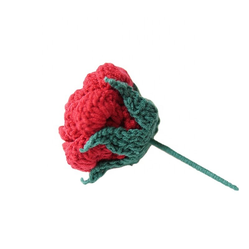 Hot Wool Red Knit Roses Flower Preserved Rose Flower Wedding Valentine's Day Mothers Day Gifts 2024 Knitted Crochet Flower Rose