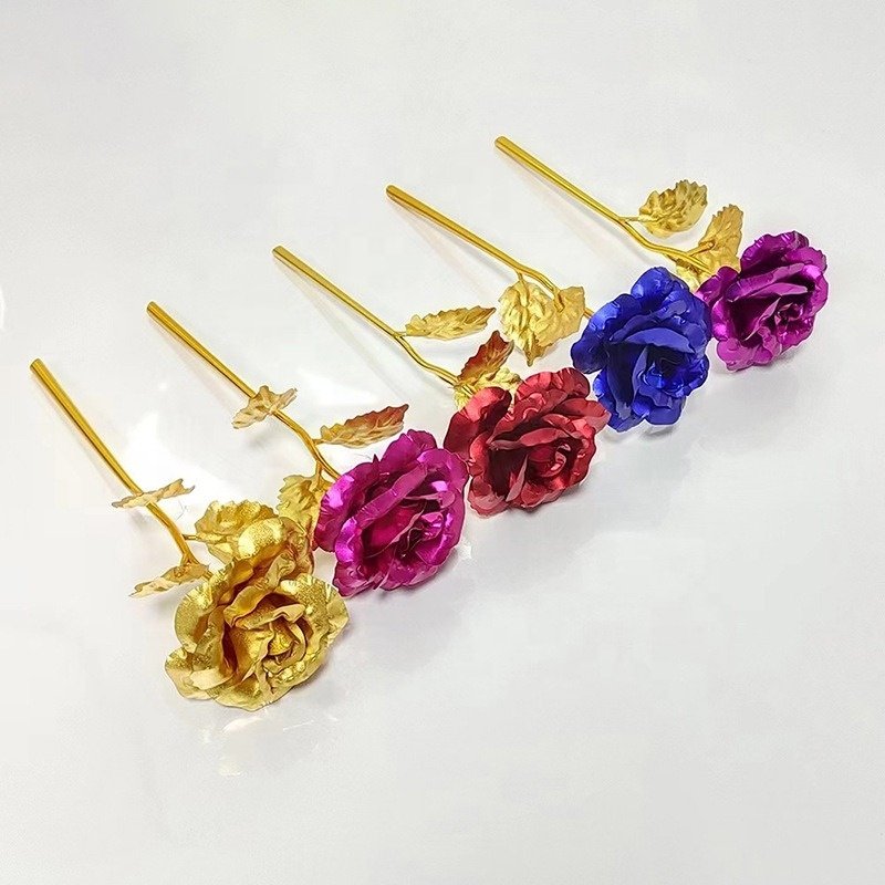 24k Gold Rose Flower 24 Karat Gift Her Wedding Anniversary Aluminum Foil Artificial Inside Valentines Day Love Home Decor