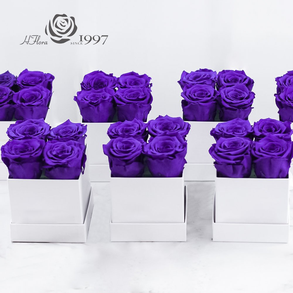 Valentine's Day 4 pcs Preserved Roses In Square Gift Box Factory A Grade Eternal Rose Natural Preserved Real Roses Bouquet