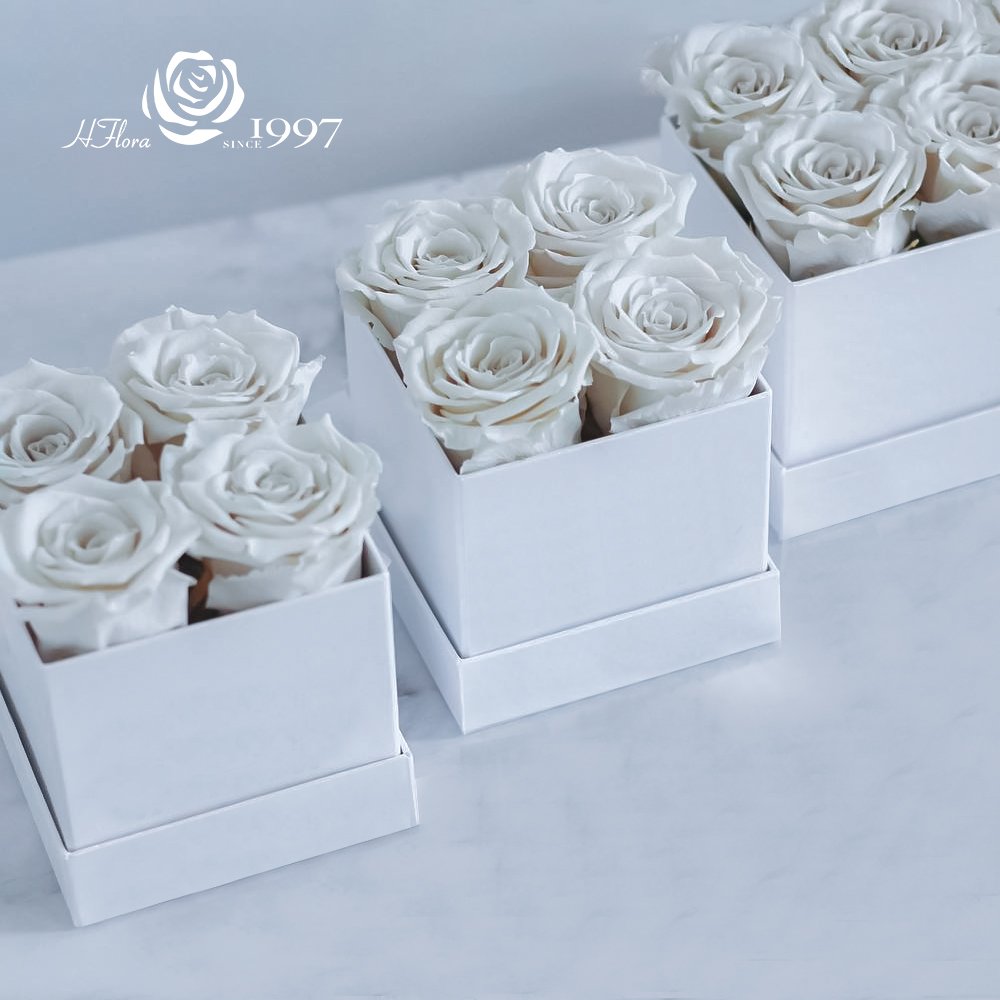 Valentine's Day 4 pcs Preserved Roses In Square Gift Box Factory A Grade Eternal Rose Natural Preserved Real Roses Bouquet