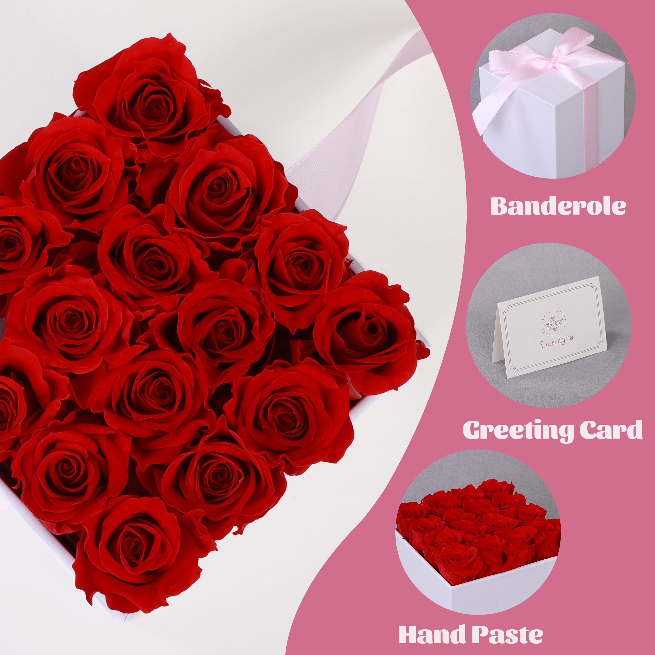 9 Roses Head Eternal Flower Long Lasting Immortal Rose In Box Preserved Red Rose Gift Box For Mom