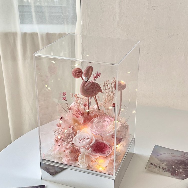 Hot Gift Box for Wedding Valentine's Day Gifts Box Flamingo Night Lamp Decoration Eternal Flower