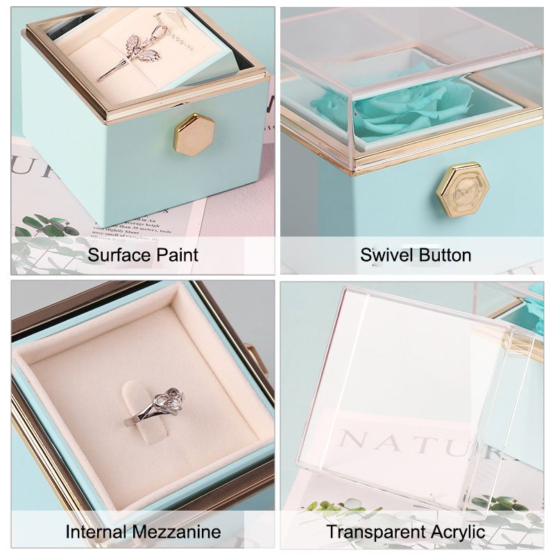 Wholesale 2025 Valentine's Day Forever Preserved Flower Gift With I Love YOU Heart Necklace In Rotating Eternal Rose Jewelry Box