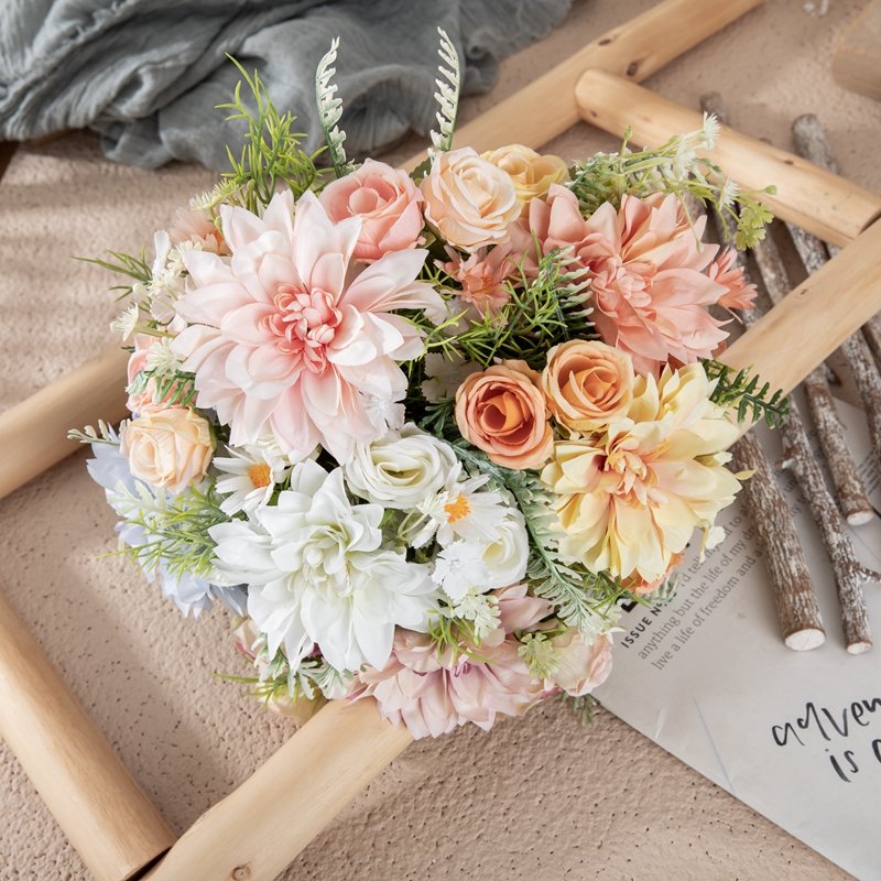 MW66793 Cheap Low MOQ Silk Artificial Flower Dahlia Bouquet for Home Party Wedding Centerpieces Table Decorations