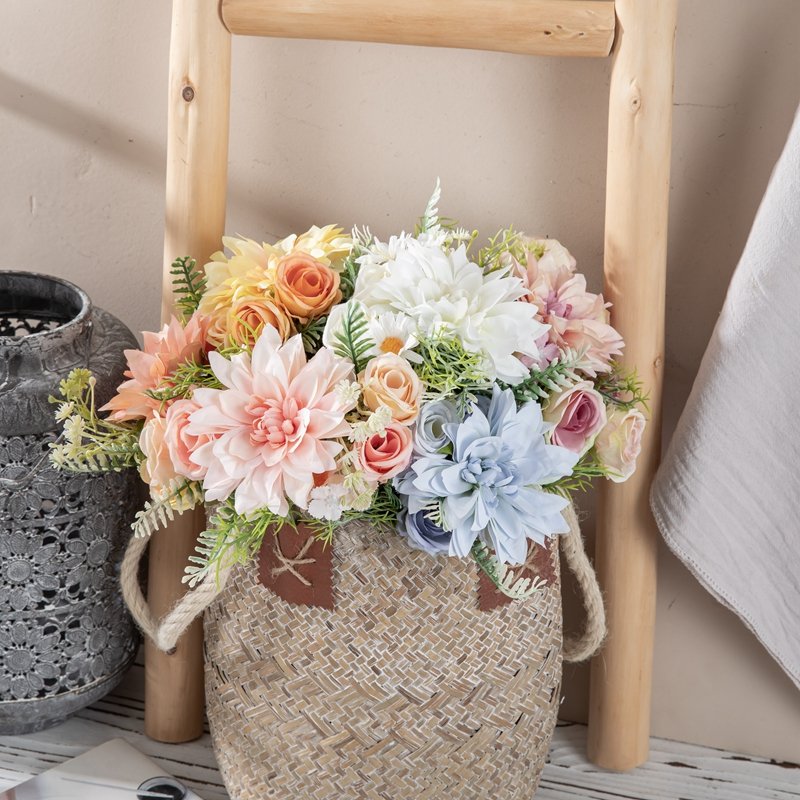 MW66793 Cheap Low MOQ Silk Artificial Flower Dahlia Bouquet for Home Party Wedding Centerpieces Table Decorations