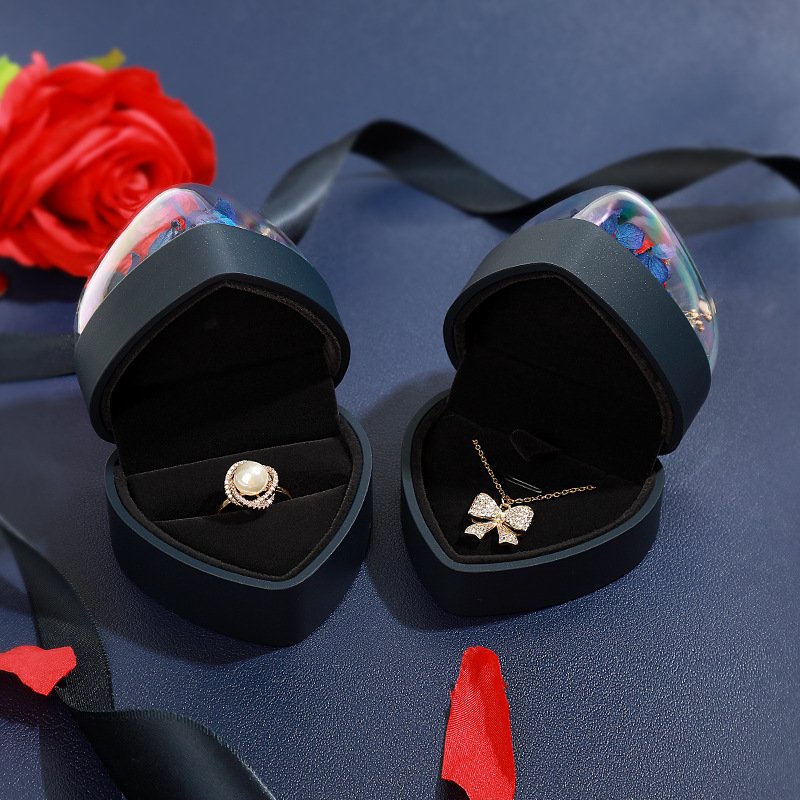 Valentines Mother Day Eternal Rose Preserved Rose Flowers In a Acrylic Box Preserved Roses With Love You Necklace Gift Set