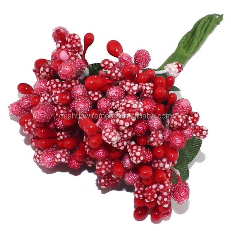 Mini Artificial Pip Berries Stem Bunch Foam Fruit Flower Stamens