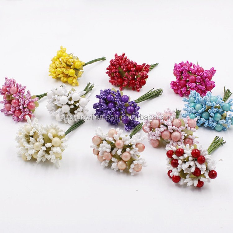 Mini Artificial Pip Berries Stem Bunch Foam Fruit Flower Stamens
