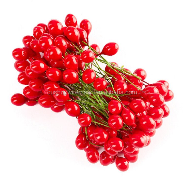 Mini Artificial Pip Berries Stem Bunch Foam Fruit Flower Stamens