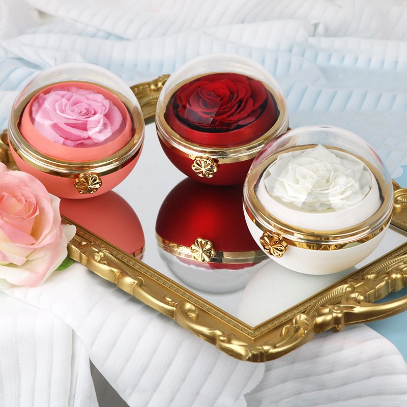 Customisable Preserved Flower Necklace Ring Gift Jewelry Box For Valentine's Day Circular Rose Rotating Ring Box