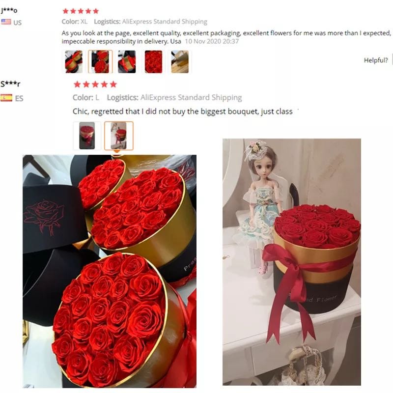 Romantic Level A Eternal Rose in Box Preserved Real Rose Flowers with Box Set The Best Mother's Day Gift Romantic Valentines