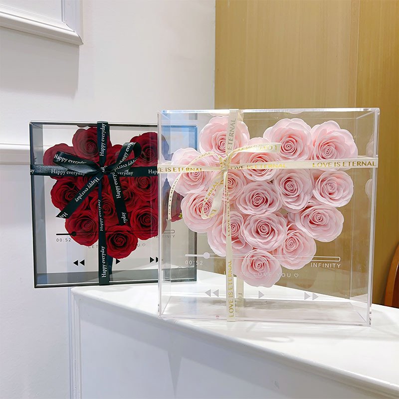 new product ideas Preserved Flowers hot selling Galaxy series soap Rose eternal flower acrylic gift box Mirror heart decoration