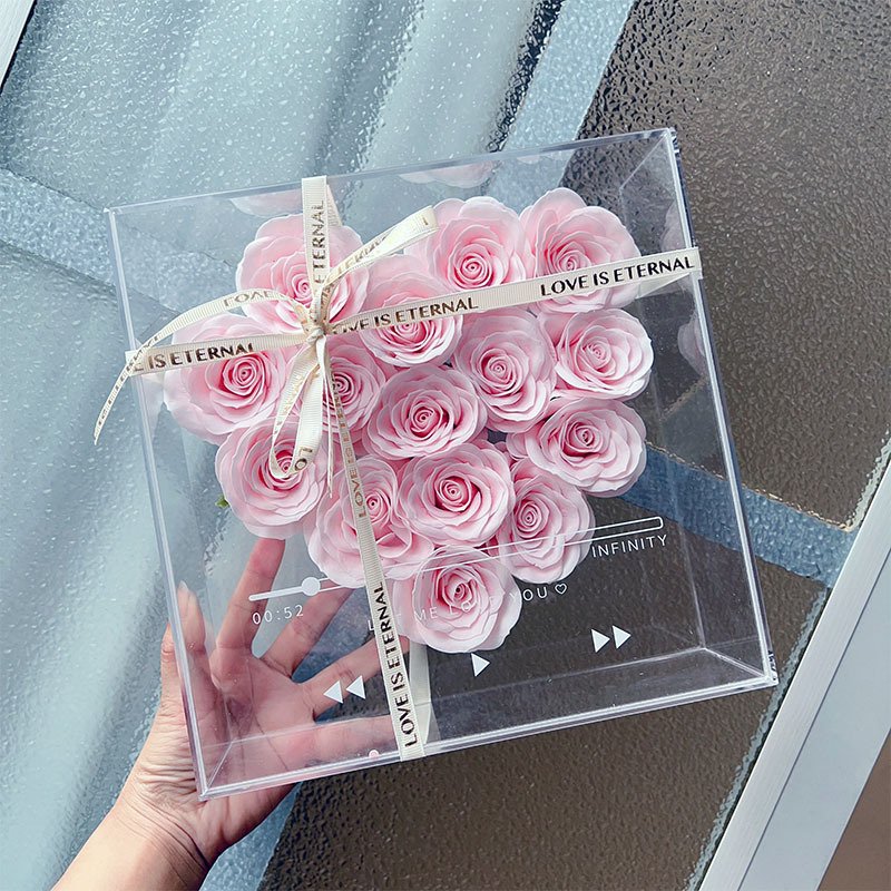 new product ideas Preserved Flowers hot selling Galaxy series soap Rose eternal flower acrylic gift box Mirror heart decoration