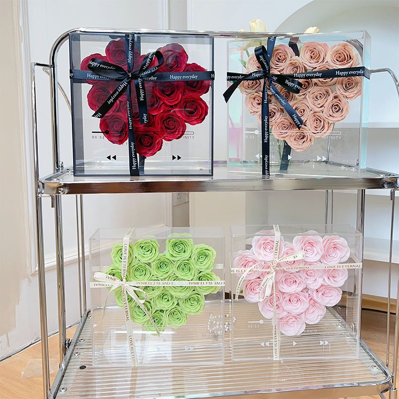 new product ideas Preserved Flowers hot selling Galaxy series soap Rose eternal flower acrylic gift box Mirror heart decoration