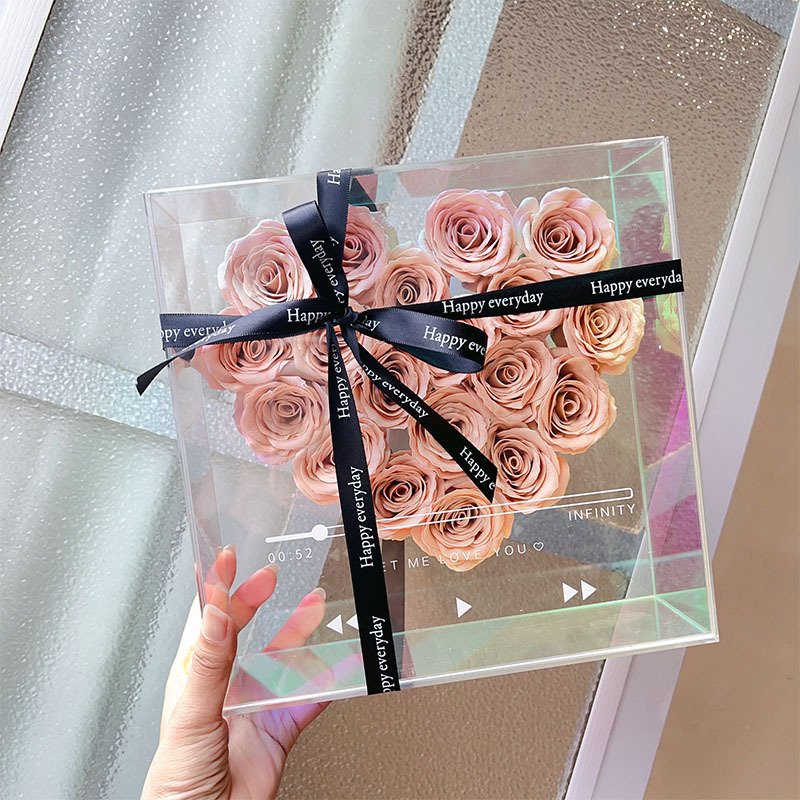 new product ideas Preserved Flowers hot selling Galaxy series soap Rose eternal flower acrylic gift box Mirror heart decoration