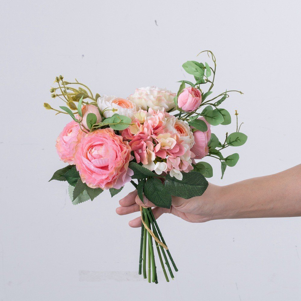 Lulian Factory Wholesale Hydrangea Bouquet Artificial Flowers for Foreign Trade Wedding & Family Decoration Quality Fake Flower