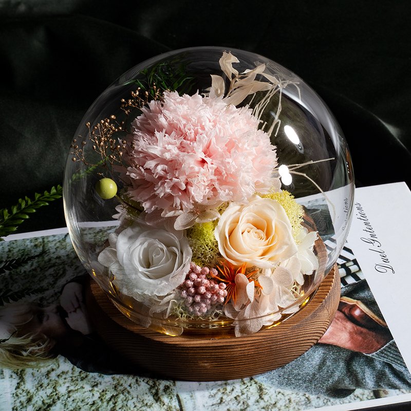 New Arrival Power Of Love Series LED Light Preserved Flower Ornaments For Valentine's Day Wedding Decoration flowers