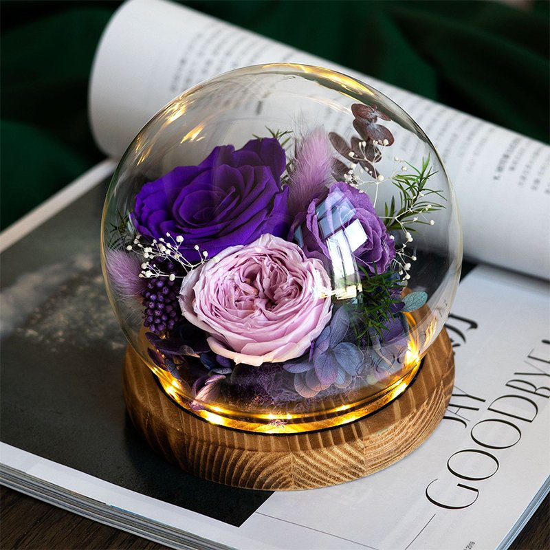New Arrival Power Of Love Series LED Light Preserved Flower Ornaments For Valentine's Day Wedding Decoration flowers