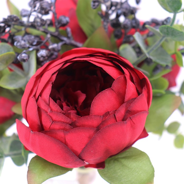 Hot Selling 38cm High Quality Silk Preserved Flowers Plants 4-Piece Chinese Enkianthus Tree Fruit Bundle Seasonal Wedding