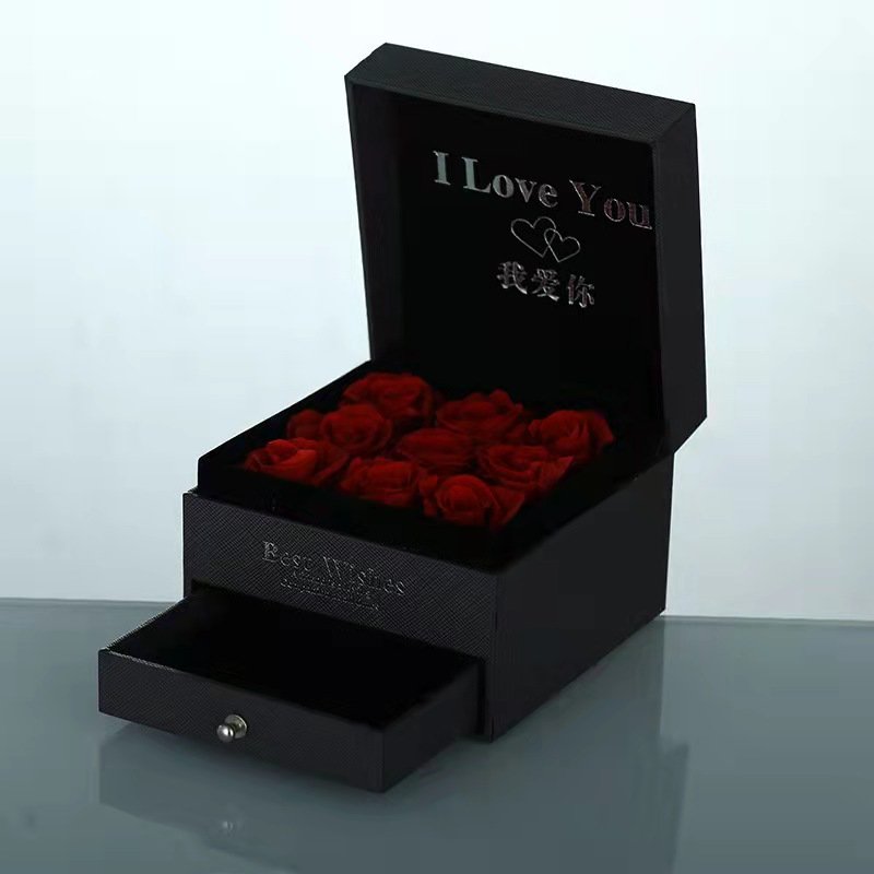 China Factory Wholesale Preserved Flowers Roses Box Jewelry Box Flower Gift for Mothers Day Christmas
