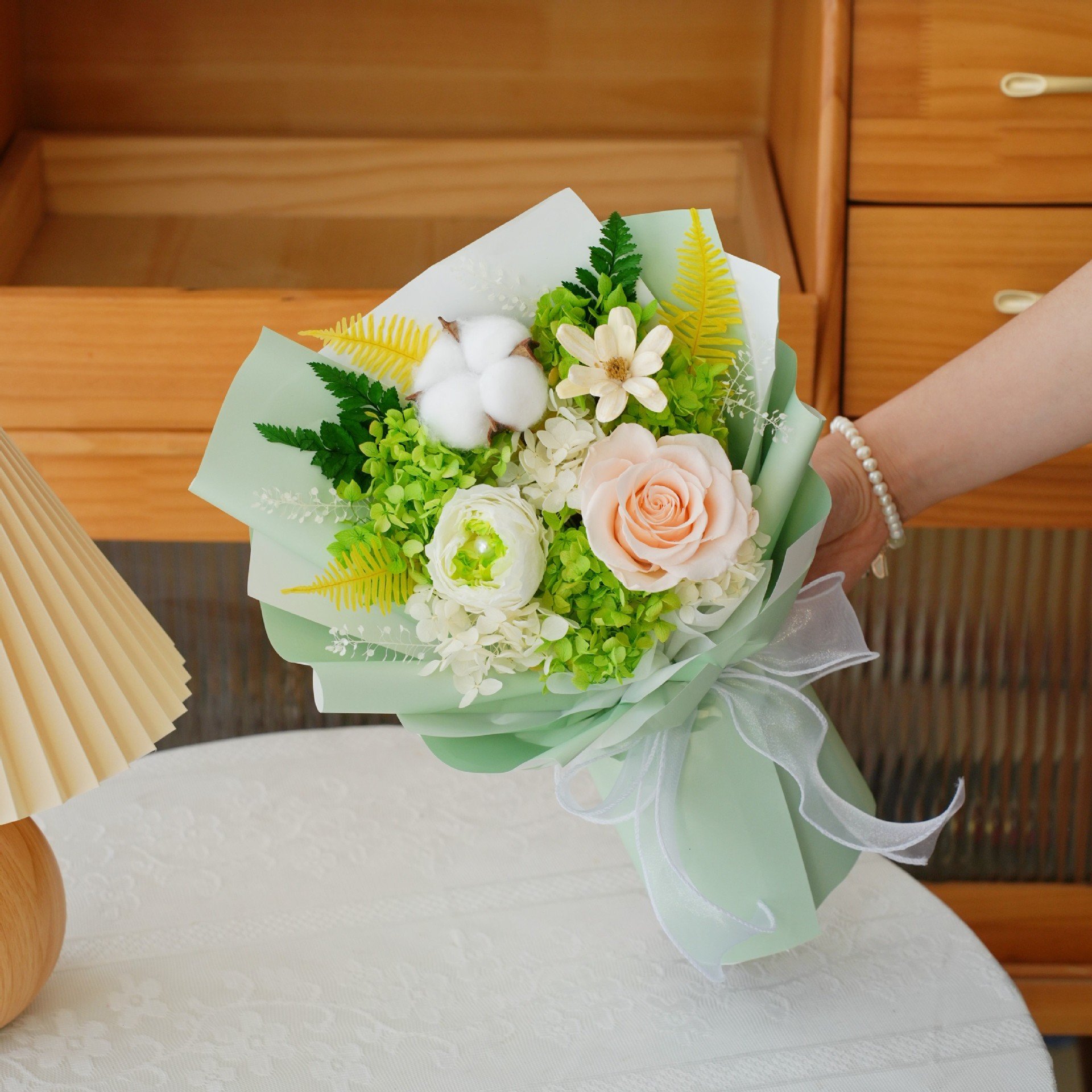 Factory Wholesale Preserved Flower Bouquet Green For Gift