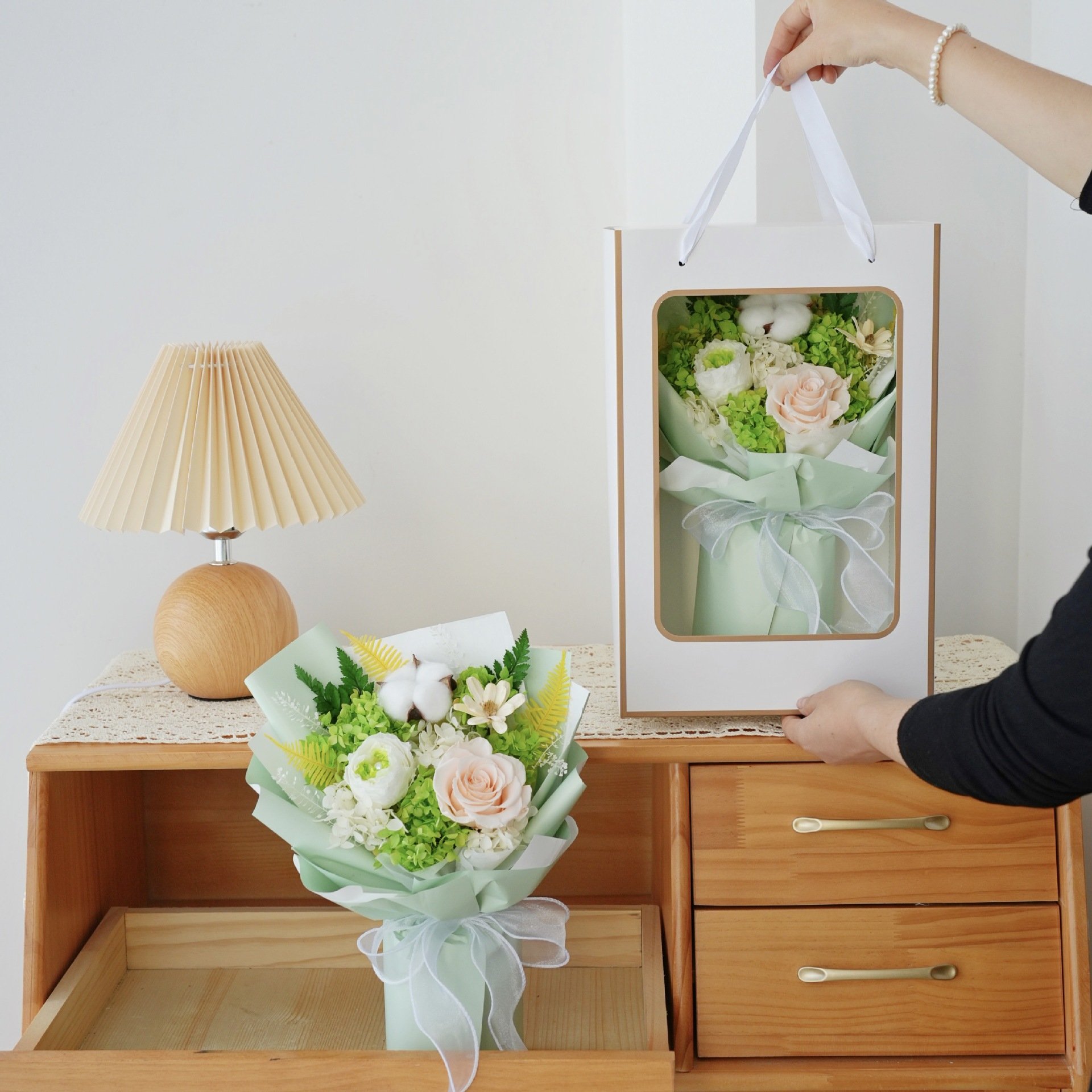 Factory Wholesale Preserved Flower Bouquet Green For Gift