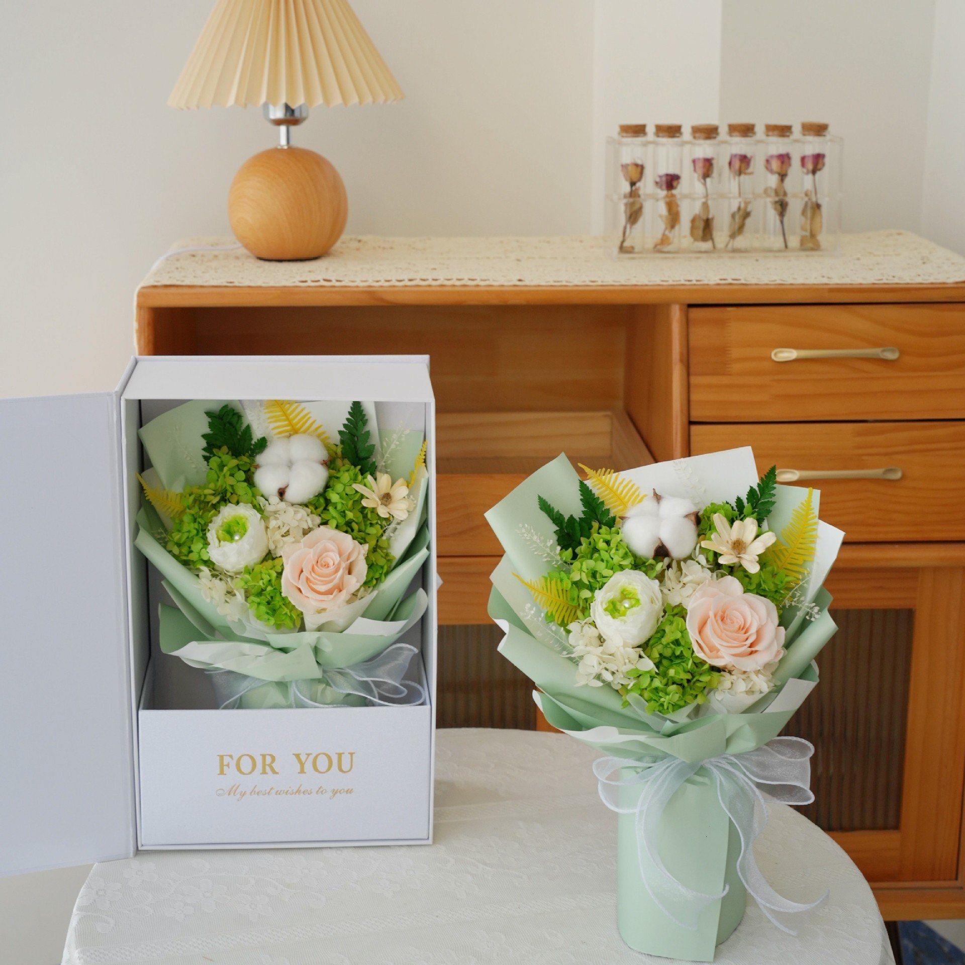 Factory Wholesale Preserved Flower Bouquet Green For Gift
