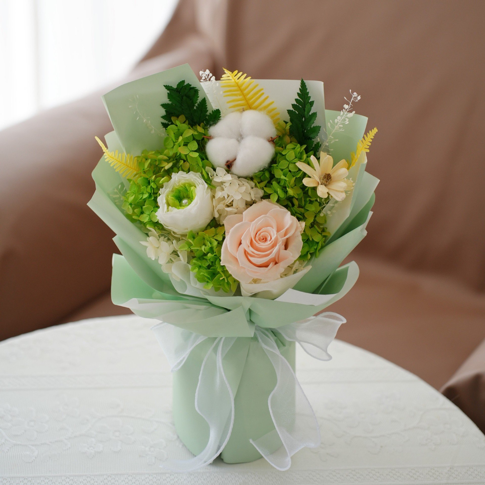Factory Wholesale Preserved Flower Bouquet Green For Gift