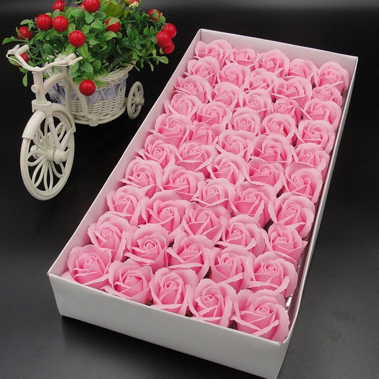 Factory Directly Sale Valentine's Day several colors Handmade 4.5cm Soap Rose Flower Head wth Base for Mothers Day Gift