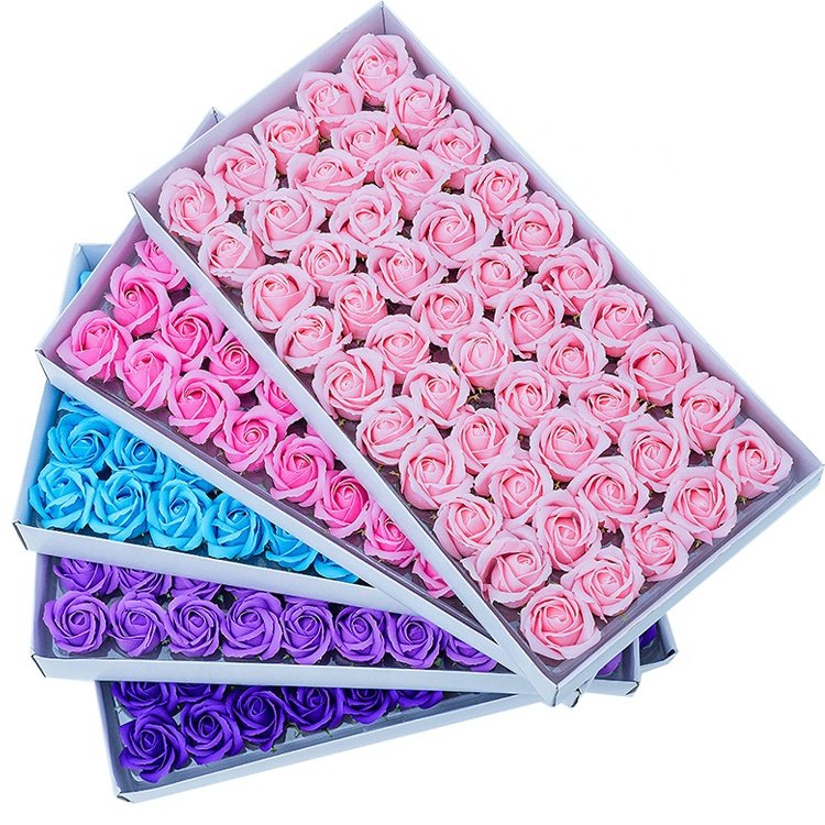Factory Directly Sale Valentine's Day several colors Handmade 4.5cm Soap Rose Flower Head wth Base for Mothers Day Gift
