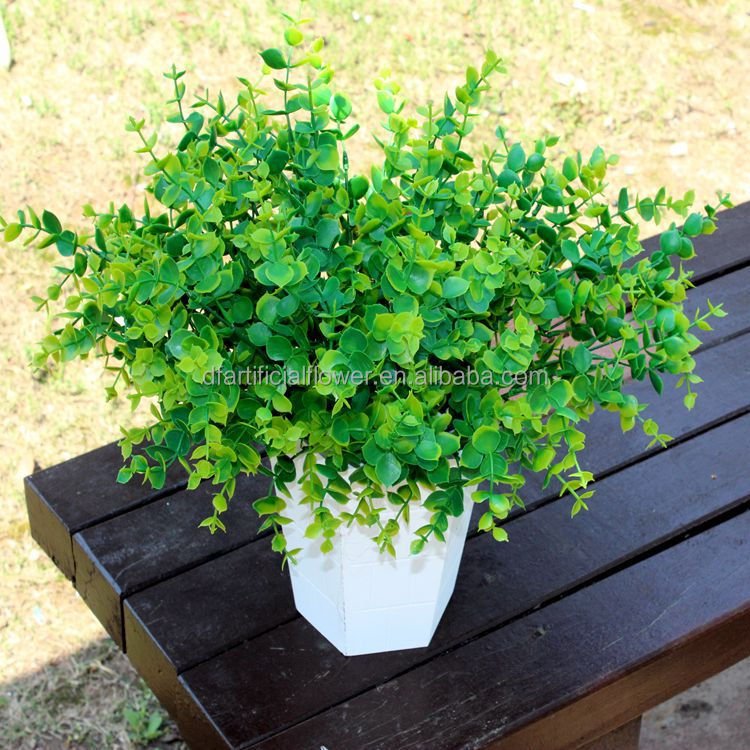 Faux Flowers Supplies Real Touch Leaf Branch Stem Bouquet Greenery Silk Artificial Eucalyptus