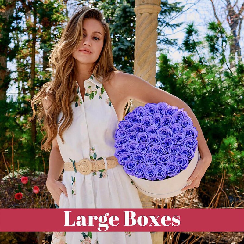 UO Customized Letter Forever Roses Box Flowers Eternal Rose Preserved Flower Gift In Hat Box For Girlfriend Mothers Anniversary