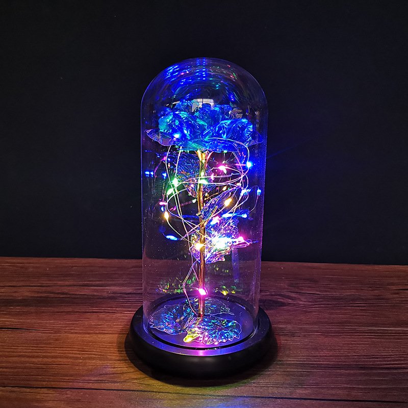 Hot sale Valentine's Mother's Day Gift led Artificial eternal rose preserved flower in glass vases