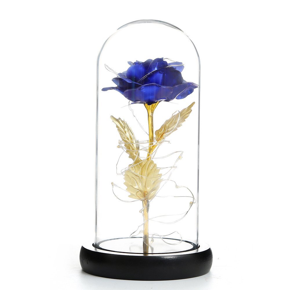 Gold foil flower glass cover Valentine's Day Christmas LED micro landscape ecological glass vase living room home decoration